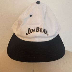 Vintage Jim Beam Two-Tone White and Black Baseball Cap 100% Cotton